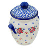 Polish Pottery Jar with Lid and Handles 9&quot; Poinsettia Charm