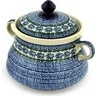 Polish Pottery Jar with Lid and Handles 9&quot; Polka Dot Daisy