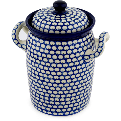Polish Pottery Jar with Lid and Handles 9&quot; Stepping Stones