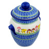 Polish Pottery Jar with Lid and Handles 9&quot; Wild Mushroom Picking