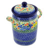 Polish Pottery Jar with Lid and Handles 9&quot; Wildflower Wreath UNIKAT