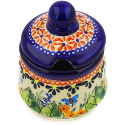 Polish Pottery Jar with Lid with Opening 3&quot; Spring Splendor UNIKAT