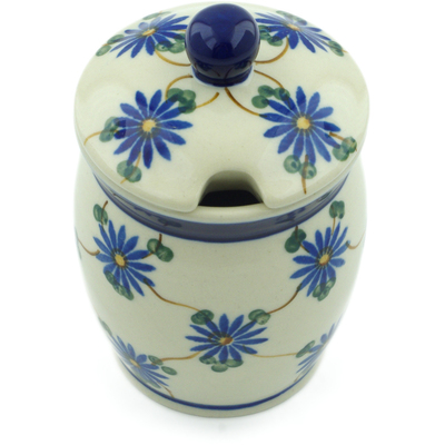 Polish Pottery Jar with Lid with Opening 4&quot; Aster Trellis