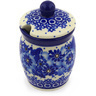 Polish Pottery Jar with Lid with Opening 4&quot; Blue Poppy Wreath UNIKAT