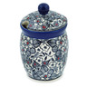 Polish Pottery Jar with Lid with Opening 4&quot; Classic Black And White UNIKAT