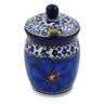 Polish Pottery Jar with Lid with Opening 4&quot; Cobalt Poppies UNIKAT