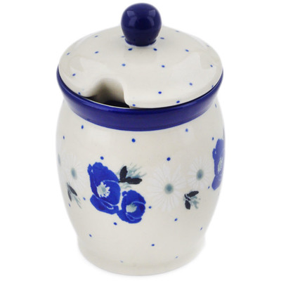 Polish Pottery Jar with Lid with Opening 4&quot; Daisy Crown