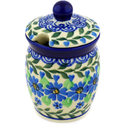 Polish Pottery Jar with Lid with Opening 4&quot; Daisy Full Of Love