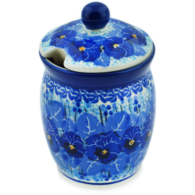 Polish Pottery Jar with Lid with Opening 4&quot; Deep Winter UNIKAT