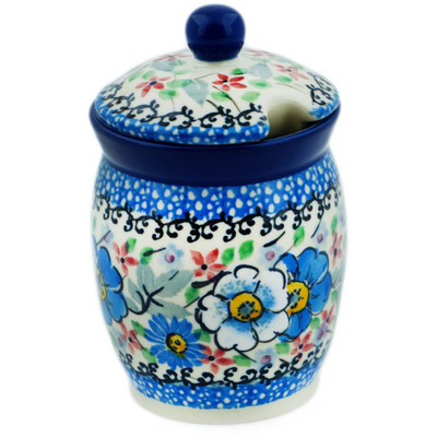 Polish Pottery Jar with Lid with Opening 4&quot; Flower Crown UNIKAT