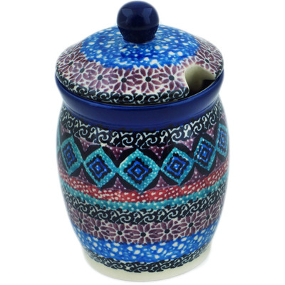 Polish Pottery Jar with Lid with Opening 4&quot; Mesa UNIKAT