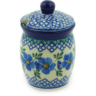 Polish Pottery Jar with Lid with Opening 4&quot; Morning Glory