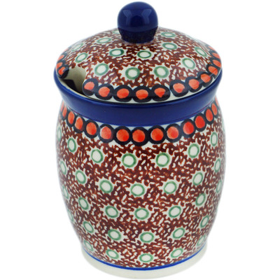 Polish Pottery Jar with Lid with Opening 4&quot; Rich Mocha UNIKAT