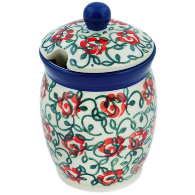 Polish Pottery Jar with Lid with Opening 4&quot; Rose Vines UNIKAT
