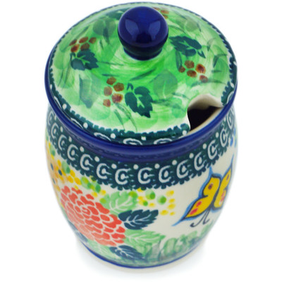 Polish Pottery Jar with Lid with Opening 4&quot; Spring Garden UNIKAT