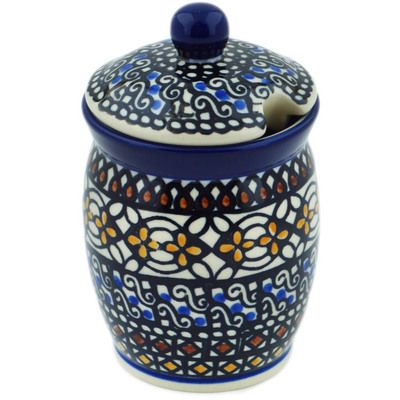 Polish Pottery Jar with Lid with Opening 4&quot; Stain Glass UNIKAT