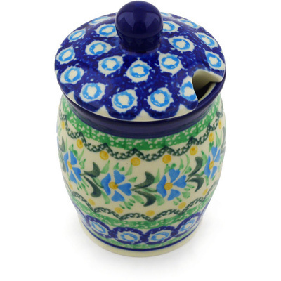 Polish Pottery Jar with Lid with Opening 4&quot; Top Of The Morning UNIKAT