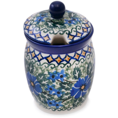 Polish Pottery Jar with Lid with Opening 4&quot; Wild Diamonds UNIKAT