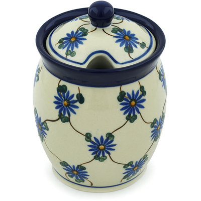 Polish Pottery Jar with Lid with Opening 5&quot; Aster Trellis