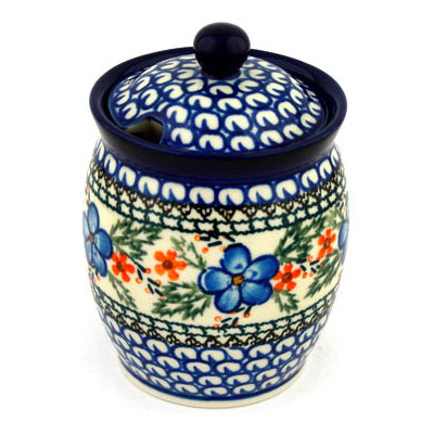 Polish Pottery Jar with Lid with Opening 5&quot; Cobblestone Garden