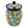 Polish Pottery Jar with Lid with Opening 5&quot; Colorful Dizziness UNIKAT