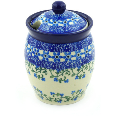 Polish Pottery Jar with Lid with Opening 5&quot; Dancing Vines