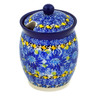 Polish Pottery Jar with Lid with Opening 5&quot; Deep Blue UNIKAT