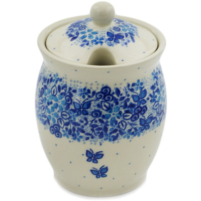 Polish Pottery Jar with Lid with Opening 5&quot; Delicate Blue UNIKAT