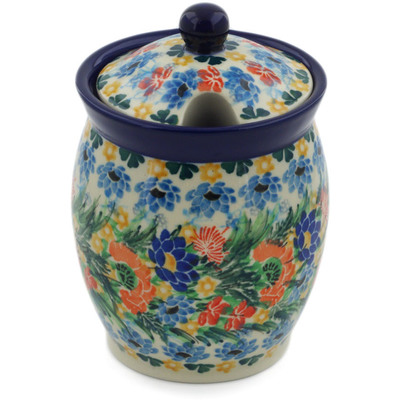 Polish Pottery Jar with Lid with Opening 5&quot; Dream Bouquet UNIKAT