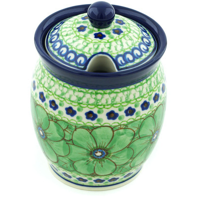Polish Pottery Jar with Lid with Opening 5&quot; Key Lime Dreams UNIKAT