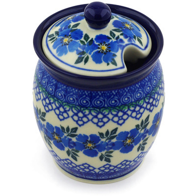 Polish Pottery Jar with Lid with Opening 5&quot; Morning Glory