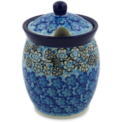 Polish Pottery Jar with Lid with Opening 5&quot; Out Of Blue UNIKAT