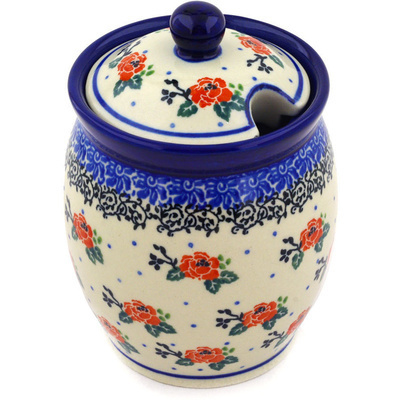 Polish Pottery Jar with Lid with Opening 5&quot; Pasadena Delight