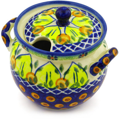 Polish Pottery Jar with Lid with Opening 5&quot; Sunflower Power UNIKAT