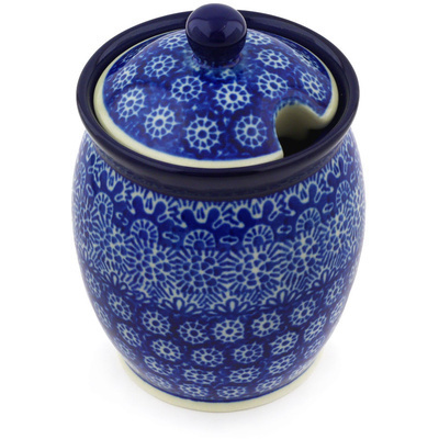 Polish Pottery Jar with Lid with Opening 5&quot; Winter Frost