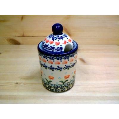 Polish Pottery Jar with Lid with Opening 6&quot; Circle Of Hearts