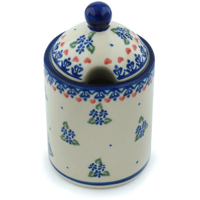 Polish Pottery Jar with Lid with Opening 6&quot; Daisy Dollops