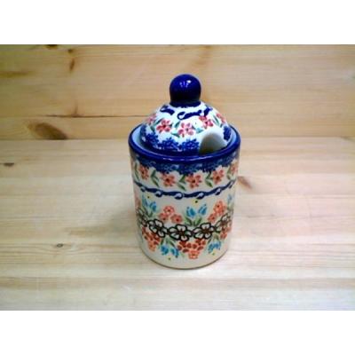 Polish Pottery Jar with Lid with Opening 6&quot; Fanciful Ladybug