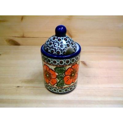 Polish Pottery Jar with Lid with Opening 6&quot; Fiery Poppies UNIKAT
