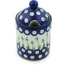 Polish Pottery Jar with Lid with Opening 6&quot; Peacock Tulip Garden