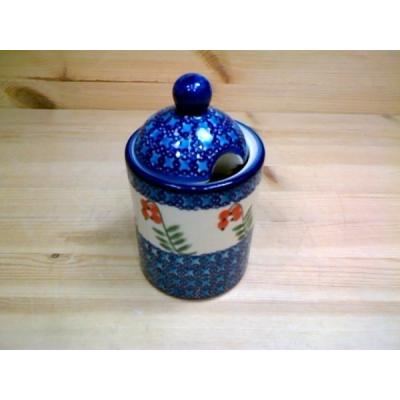 Polish Pottery Jar with Lid with Opening 6&quot; Red Berries