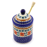 Polish Pottery Jar with Lid with Opening 6&quot; Red Cornflower
