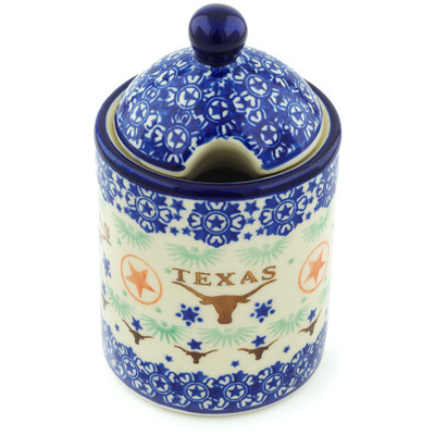 Polish Pottery Jar with Lid with Opening 6&quot; Texas State