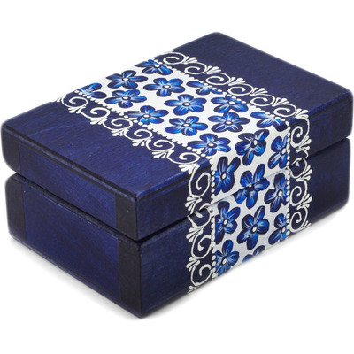 Wood Jewelry Box 3&quot; Blue Daylily