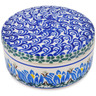 Polish Pottery Jewelry Box 4&quot; Blue Blooms