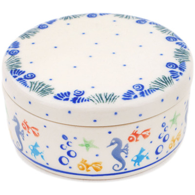 Polish Pottery Jewelry Box 4&quot; Seaside Splendor