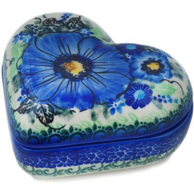 Polish Pottery Jewelry Box 5&quot; Azure Passion UNIKAT