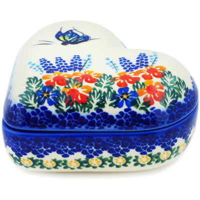 Polish Pottery Jewelry Box 5&quot; Flutters In The Wind UNIKAT