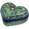 Polish Pottery Jewelry Box 5&quot; Green Fantasy UNIKAT