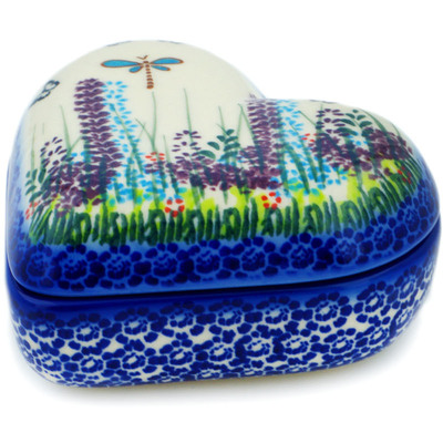Polish Pottery Jewelry Box 5&quot; Long Lavender UNIKAT